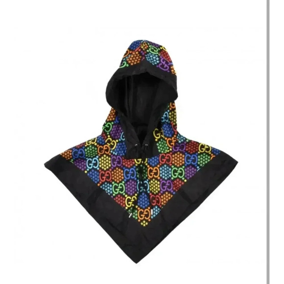 Gucci Silk Nylon Monogram Psychedelic Rain Hood Black - Picture 1 of 6